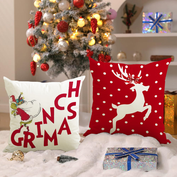 Housse de coussin de Noël 45 × 45 cm – imprimé cerf pour canapé