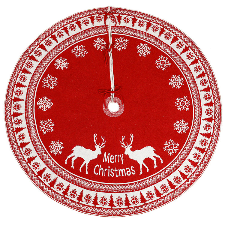 Jupe de sapin de Noël tricotée à motif élan – Diamètre 120 cm