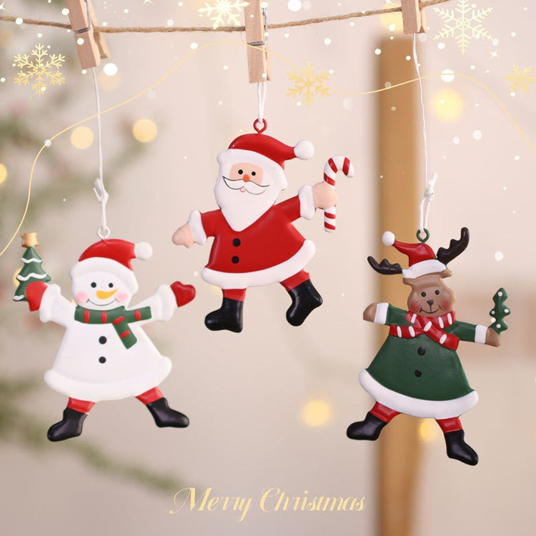 Décorations de Noël en métal à suspendre – Père Noël et bonhomme de neige