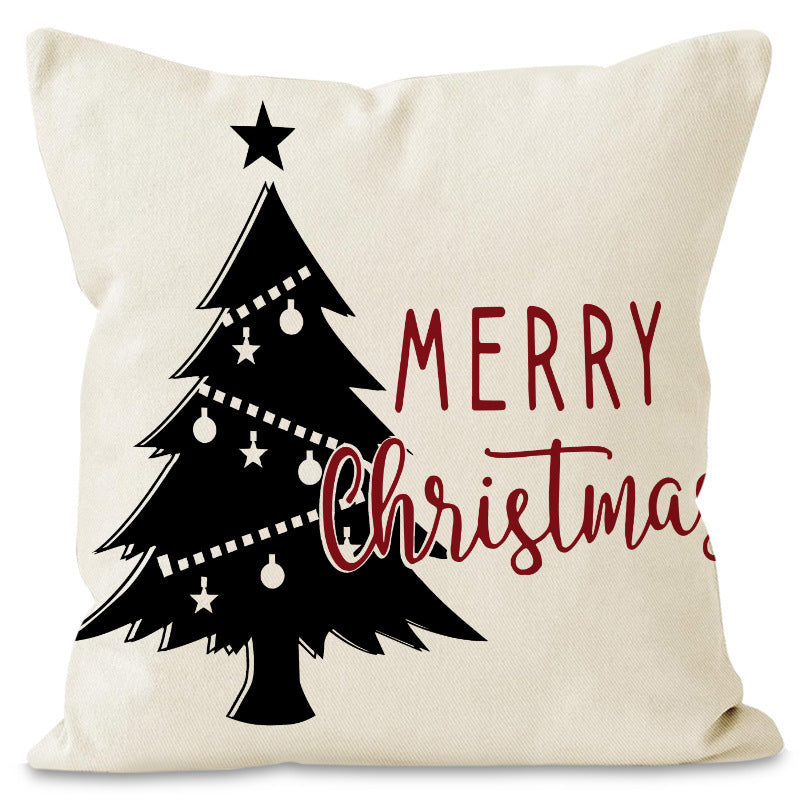 Housse de coussin de Noël 45 × 45 cm – motifs sapin et flocons pour canapé