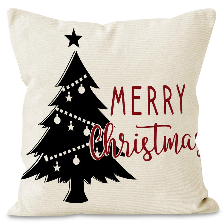 Housse de coussin de Noël 45 × 45 cm – motifs sapin et flocons pour canapé