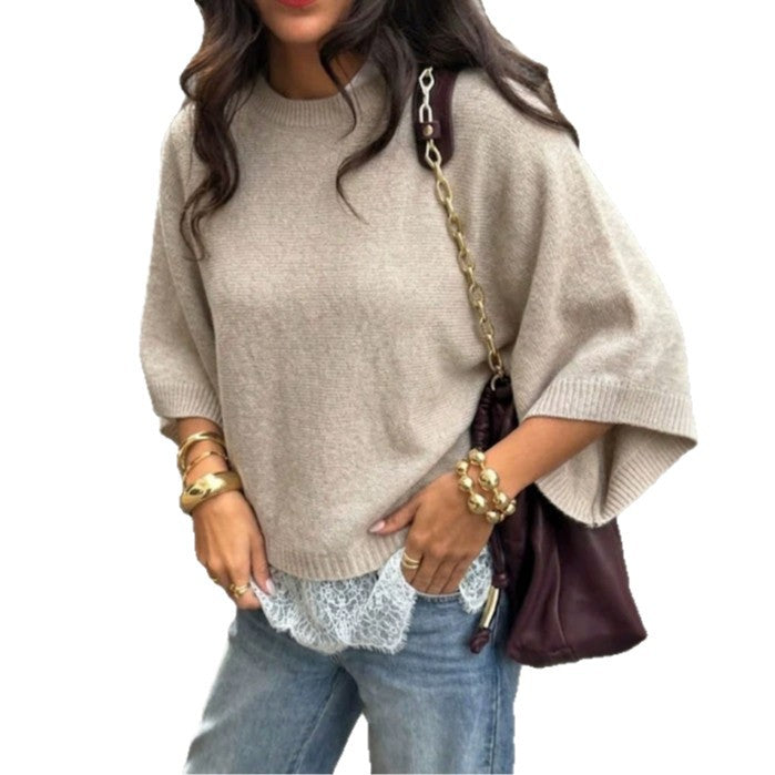 Pull femme ample en maille avec détails en dentelle