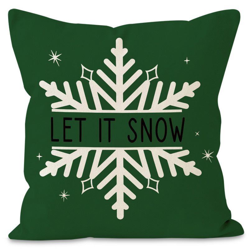 Housse de coussin de Noël 45 × 45 cm – motifs sapin et flocons pour canapé