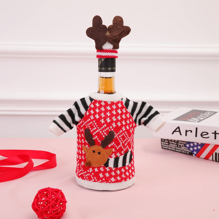 Habillage de bouteille de Noël motif renne pour vin et champagne