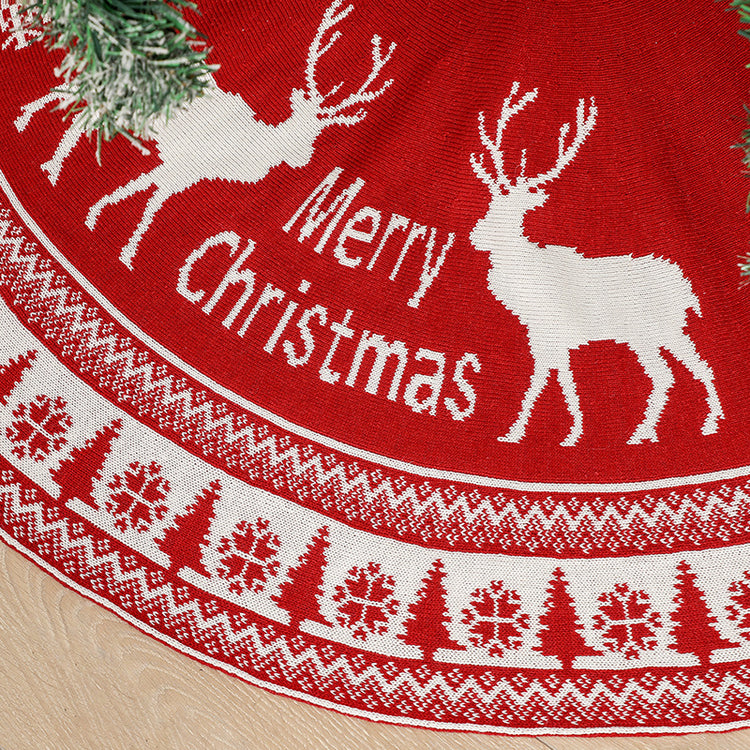 Jupe de sapin de Noël tricotée à motif élan – Diamètre 120 cm