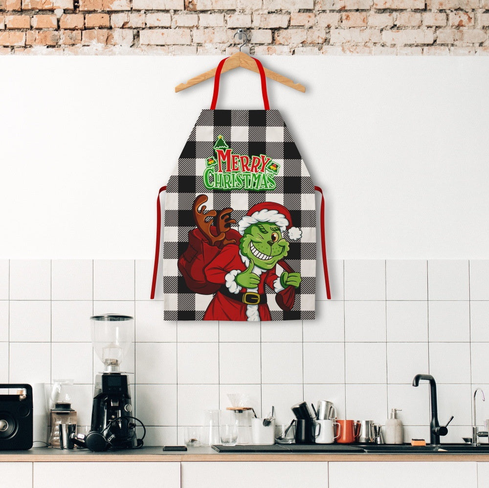 Tablier de cuisine de Noël – style Grinch et Père Noël