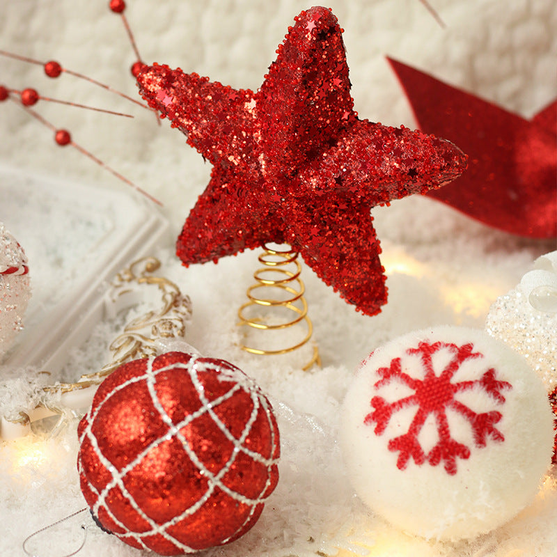 Ensemble de décorations pour sapin de Noël – étoile de cime et boules en mousse