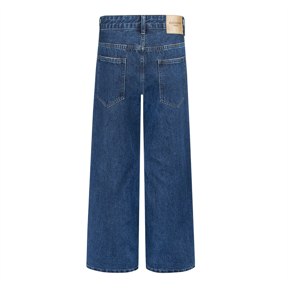 Jean homme large et droit à effet délavé vintage