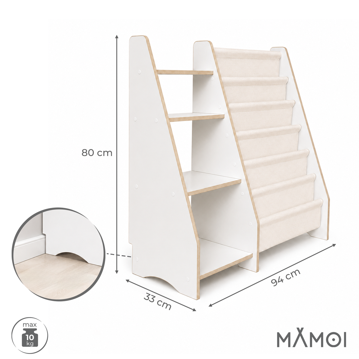 MAMOI® Étagère pour enfants pour livres et jouets, bibliothèque Montessori 2-en-1