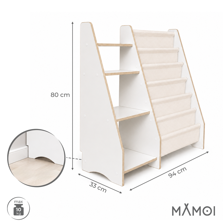 MAMOI® Étagère pour enfants pour livres et jouets, bibliothèque Montessori 2-en-1