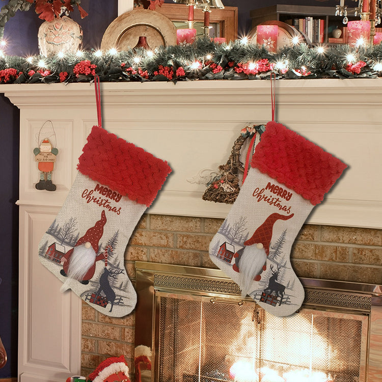 Chaussette de Noël à personnage sans visage – décoration à suspendre au sapin