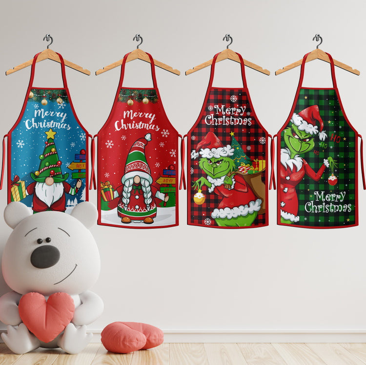 Tablier de cuisine de Noël – style Grinch et Père Noël