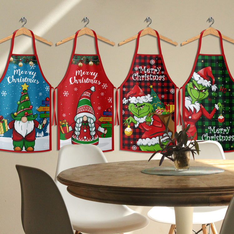 Tablier de cuisine de Noël – style Grinch et Père Noël