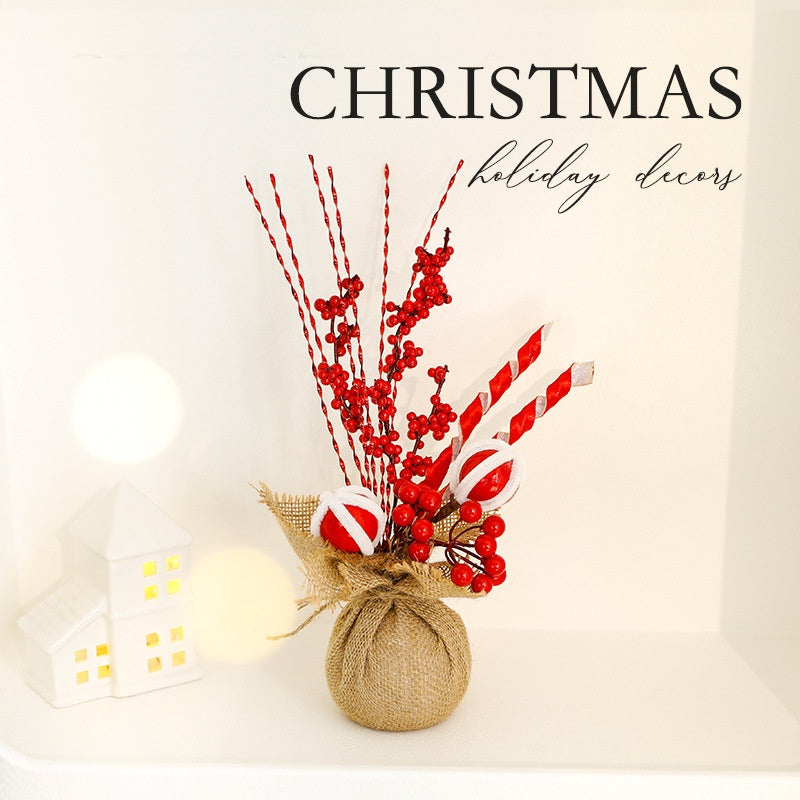 Mini Christmas Tree Desktop Decoration, Miniature Christmas Tree Plant Pot for Scene Decoration, Christmas Ornament