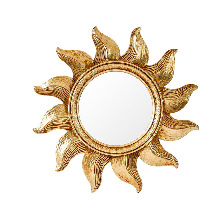 Miroir rond à suspendre tournesol doré