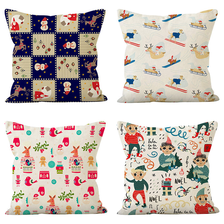 Housse de coussin de Noël 45 × 45 cm – bonhomme de neige illustré pour canapé