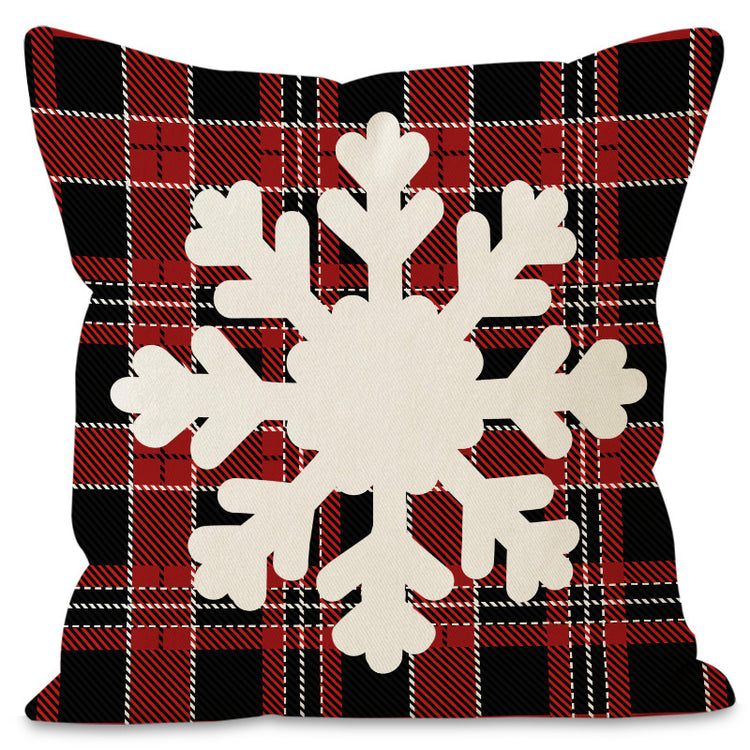 Housse de coussin de Noël 45 × 45 cm – motifs flocons, carreaux et cerf