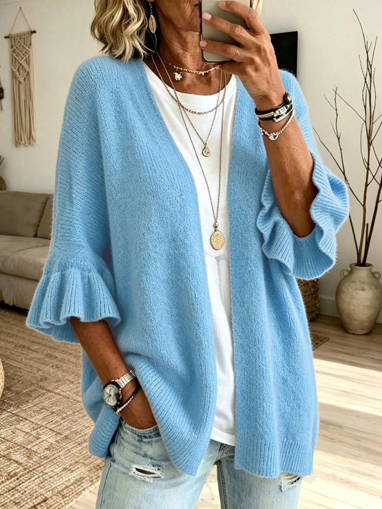 Gilet femme ample en maille à manches trois-quarts