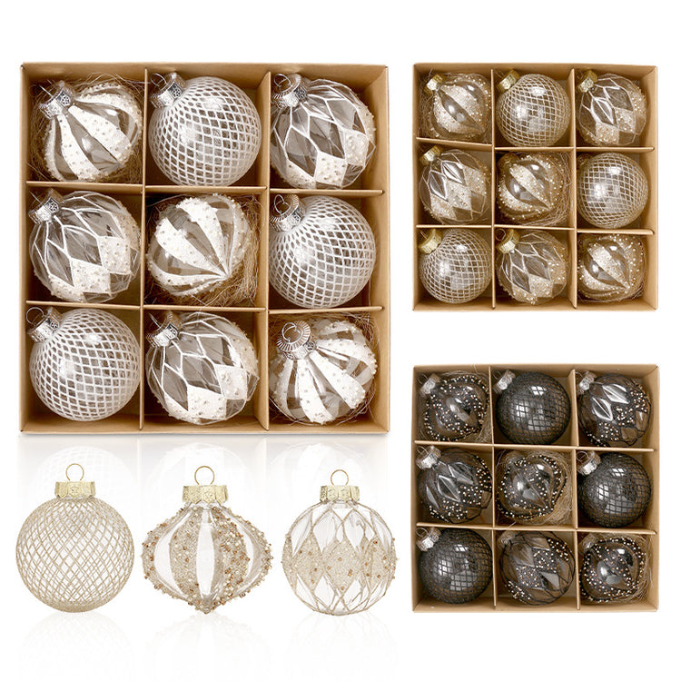 Christmas Decorations Boutique Transparent Painted PET Christmas Ball Set Hanging Christmas Tree Accessories Pendant