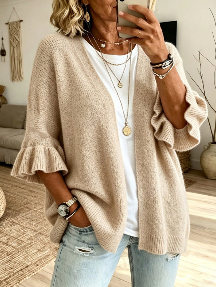 Gilet femme ample en maille à manches trois-quarts