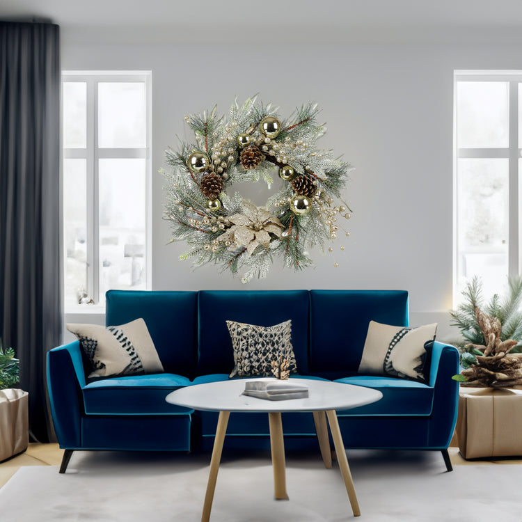 Couronne de Noël de 20 pouces avec lumières chaudes