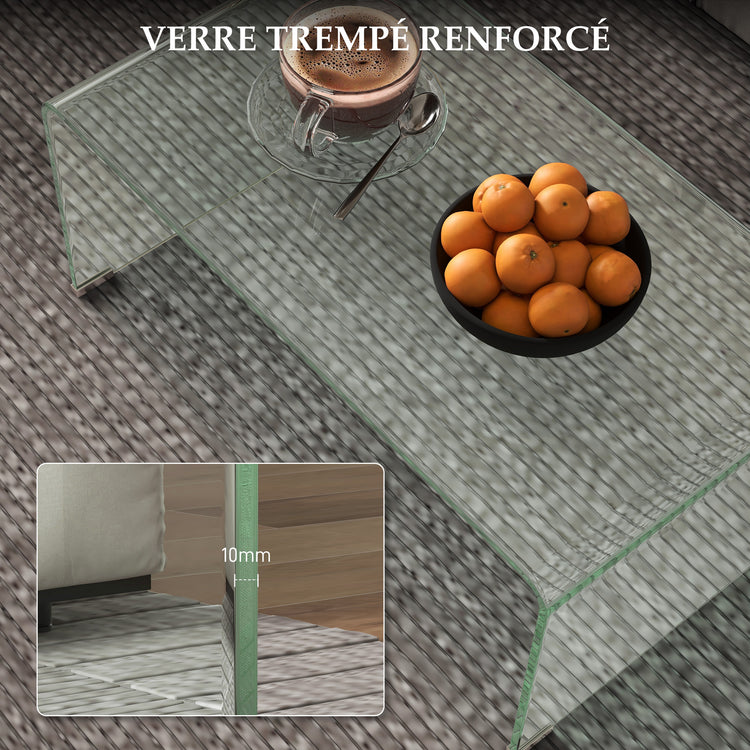 Table basse en verre trempé transparent