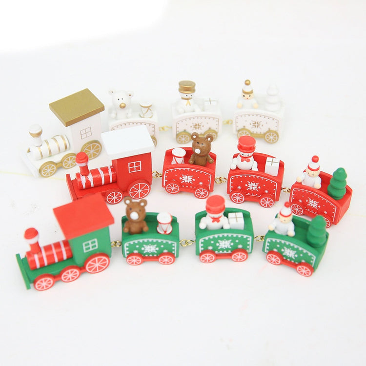 Train de Noël en bois peint – Décoration pour la maison