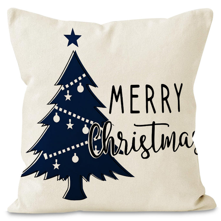 Housse de coussin de Noël 45 × 45 cm – motifs sapin et flocons pour canapé