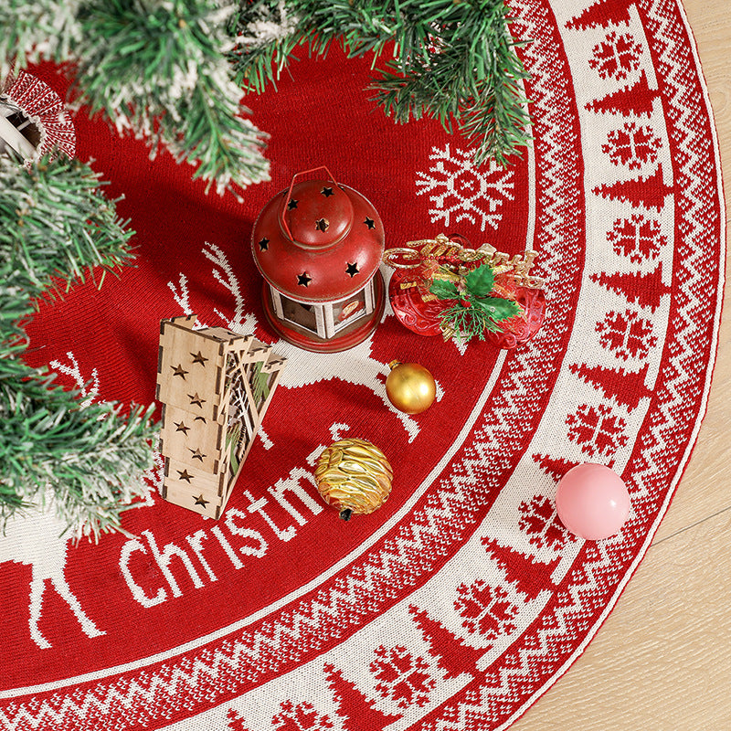 Jupe de sapin de Noël tricotée à motif élan – Diamètre 120 cm