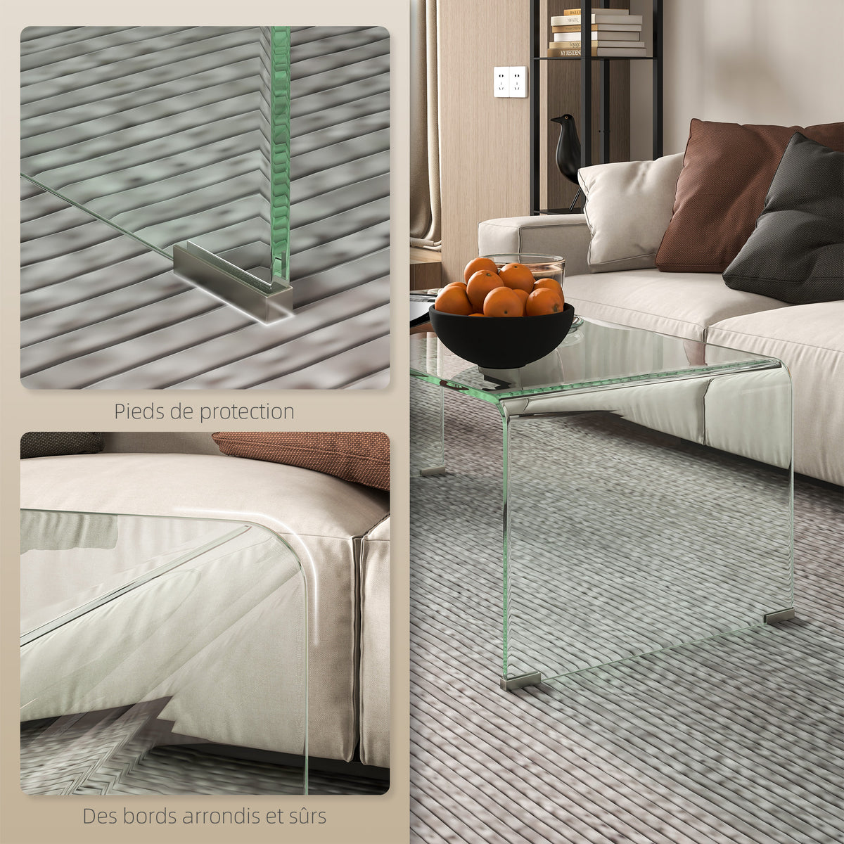 Table basse en verre trempé transparent