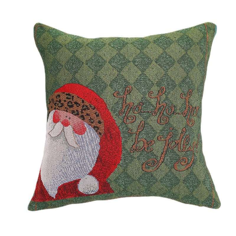 Housse de coussin de Noël tissée, motifs élan et bonhomme de neige, sans coussin intérieur