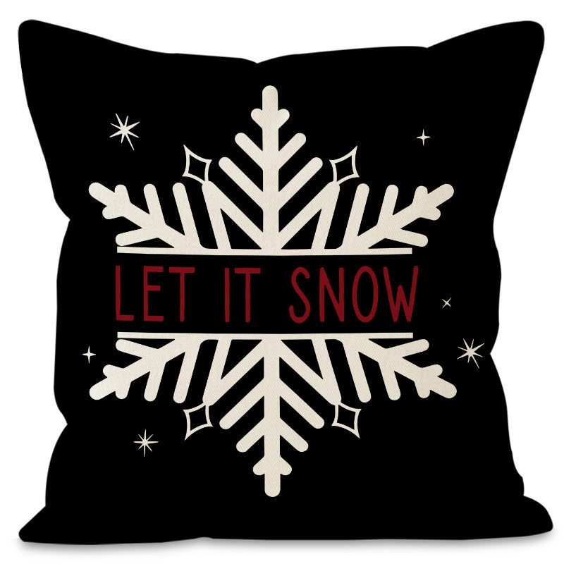 Housse de coussin de Noël 45 × 45 cm – motifs sapin et flocons pour canapé