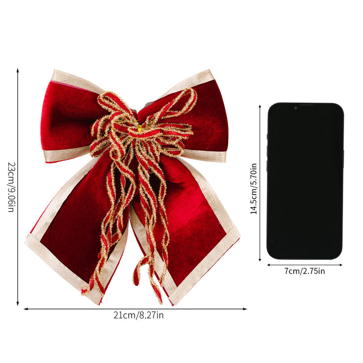 Grand nœud rouge en velours luxueux – décoration de Noël