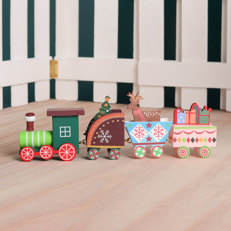 Train de Noël en bois – décoration de vitrine et cadeau pour enfants
