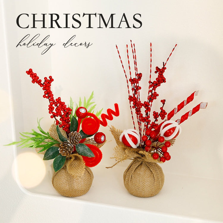 Mini Christmas Tree Desktop Decoration, Miniature Christmas Tree Plant Pot for Scene Decoration, Christmas Ornament