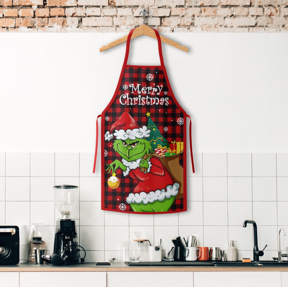 Tablier de cuisine de Noël – style Grinch et Père Noël