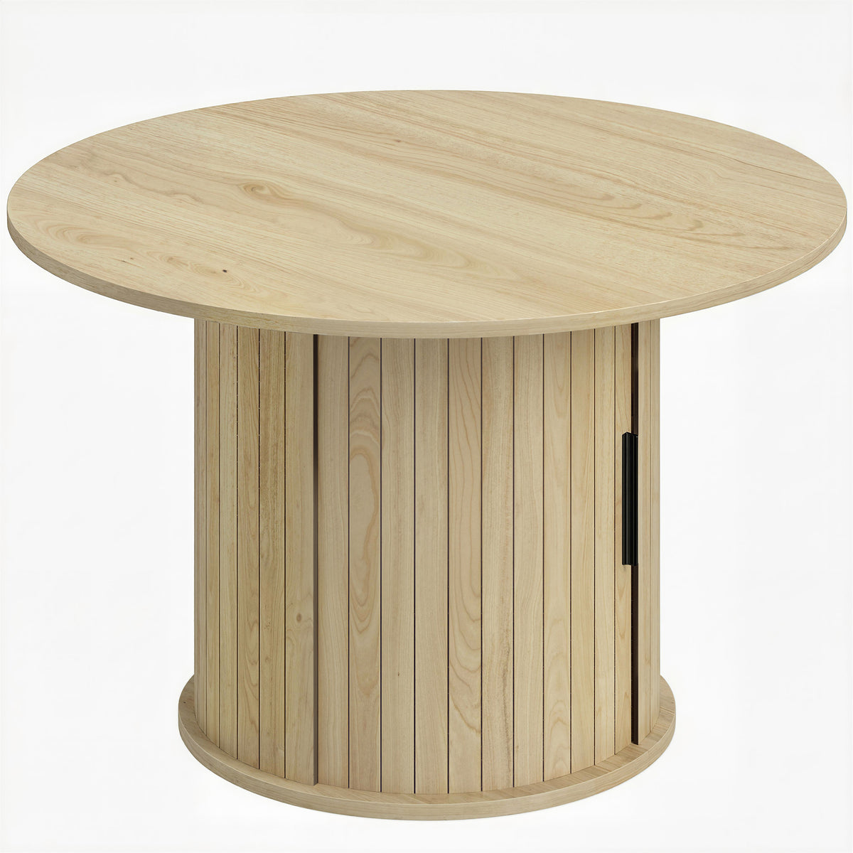 Table basse ronde effet bois naturel avec rangement