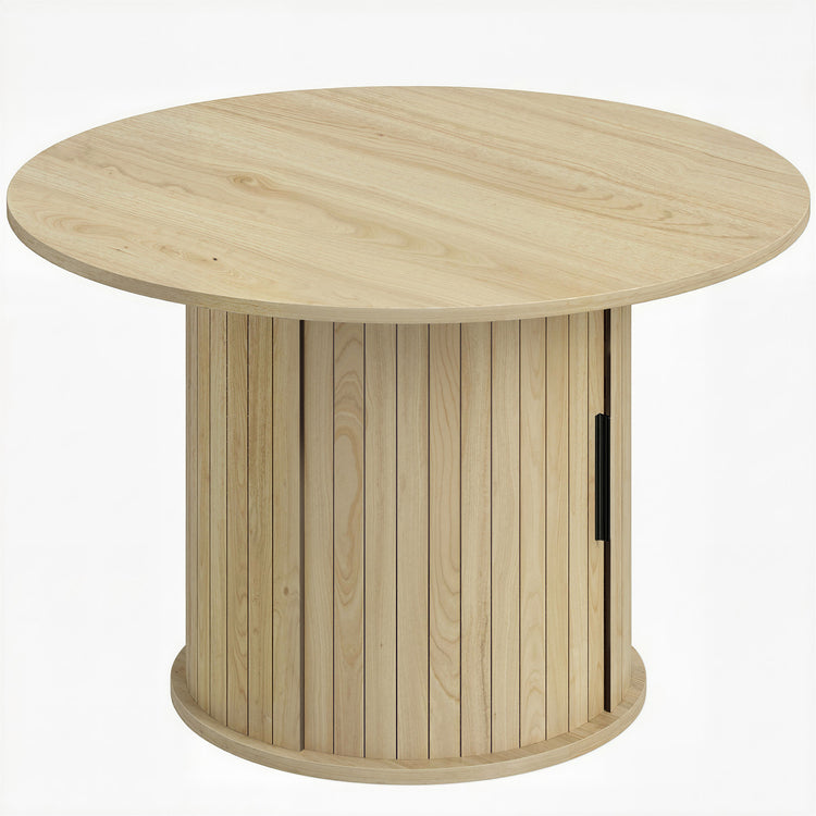 Table basse ronde effet bois naturel avec rangement