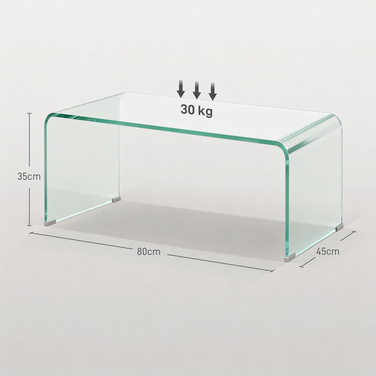 Table basse en verre trempé transparent