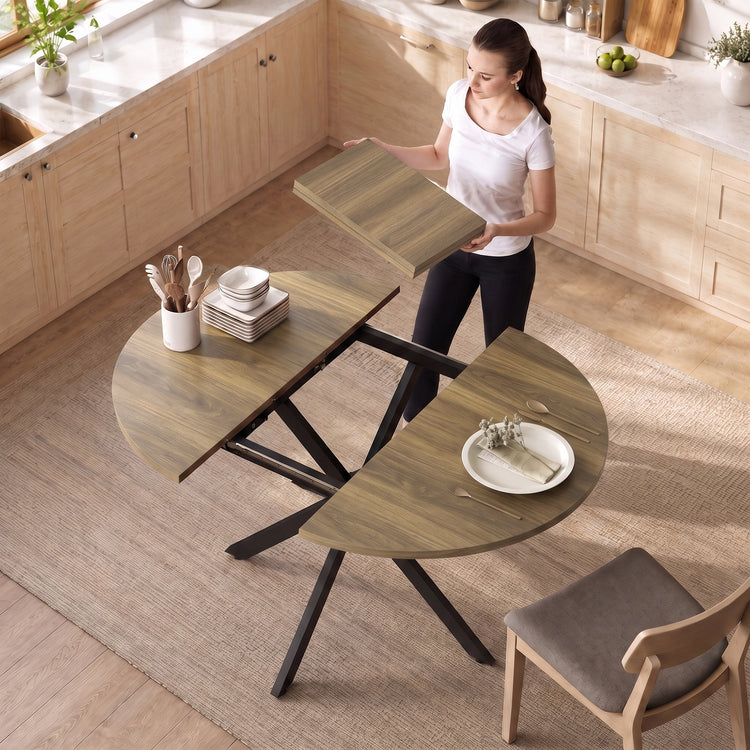 Table à manger extensible ovale pour 4 à 6 personnes, 100-135 cm, effet bois marron