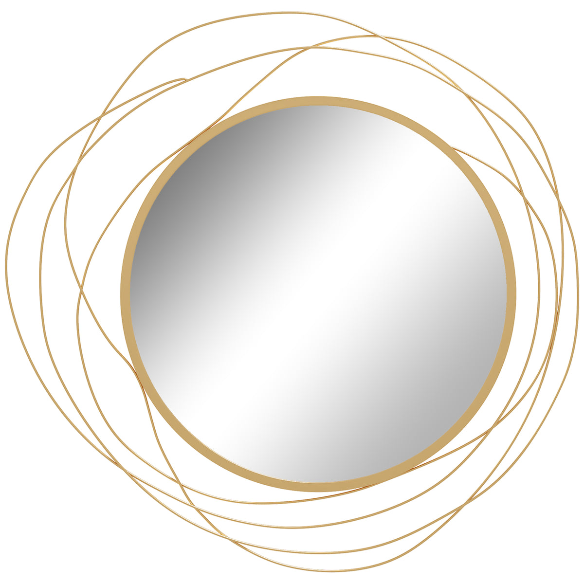 Miroir rond en métal doré – Ø 65 cm