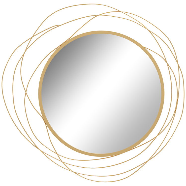 Miroir rond en métal doré – Ø 65 cm