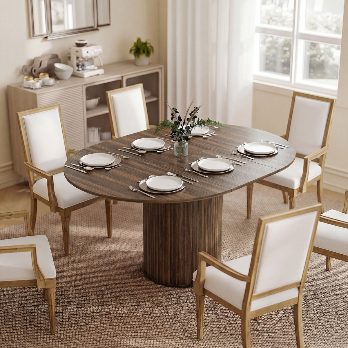 Table à Manger Extensible pour 6 à 8 Personnes, 110-150 cm,Noyer