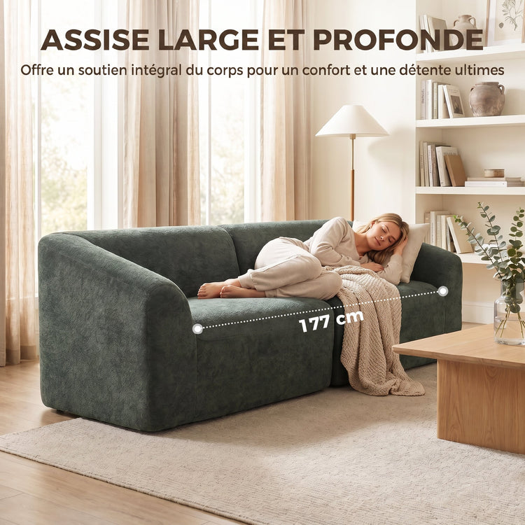 Canapé 3 places en chenille 225 cm / vert foncé