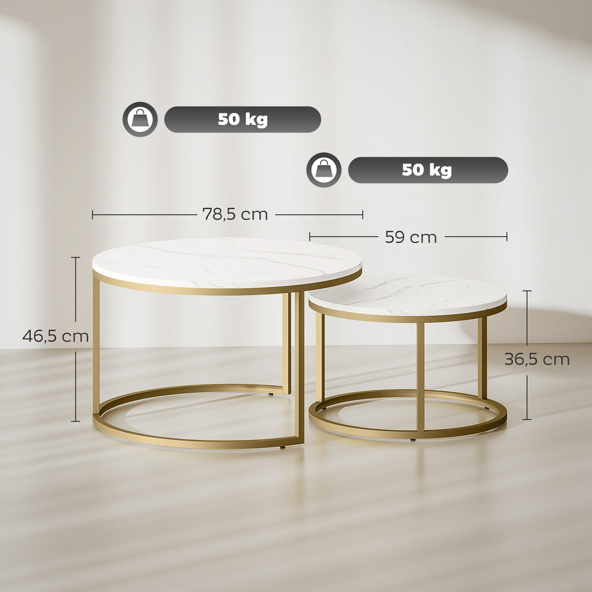 Lot de 2 tables basses gigognes