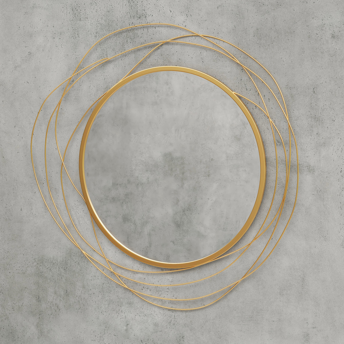 Miroir rond en métal doré – Ø 65 cm