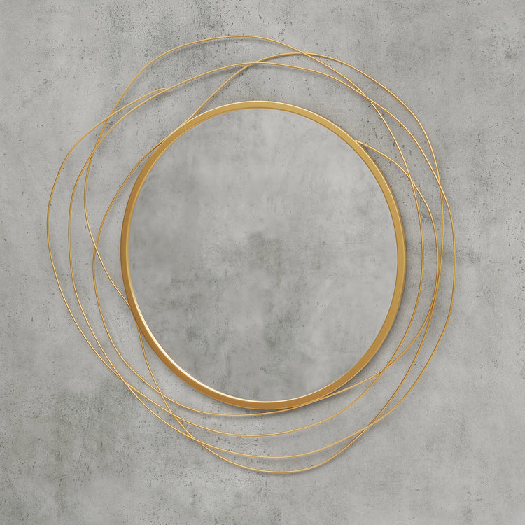 Miroir rond en métal doré – Ø 65 cm