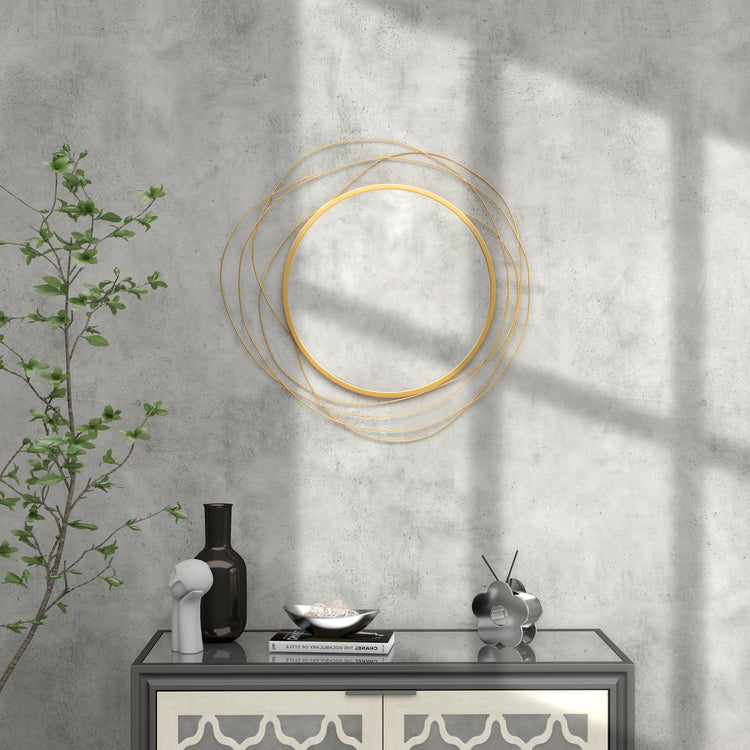 Miroir rond en métal doré – Ø 65 cm