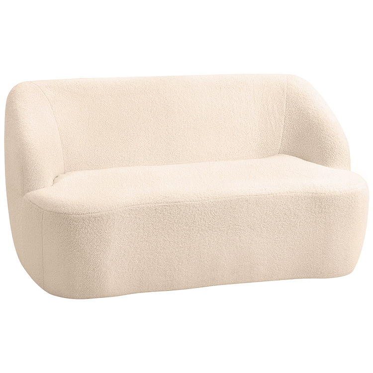 Canapé 2 places en bouclette beige – 142 cm