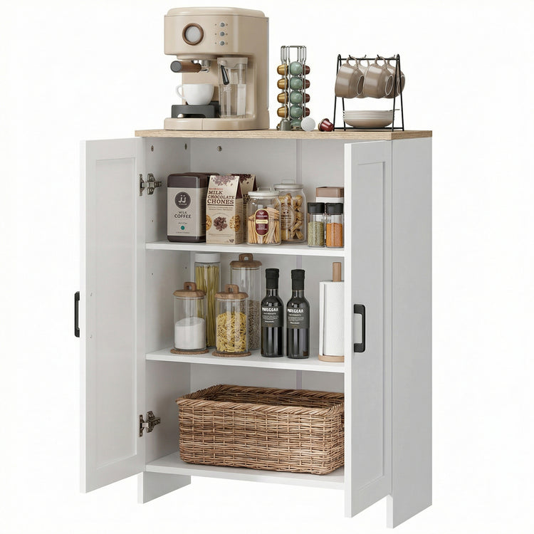 Buffet meuble cuisine rangement avec placard à portes et étagères réglables, 60 x 30 x 90 cm, blanc